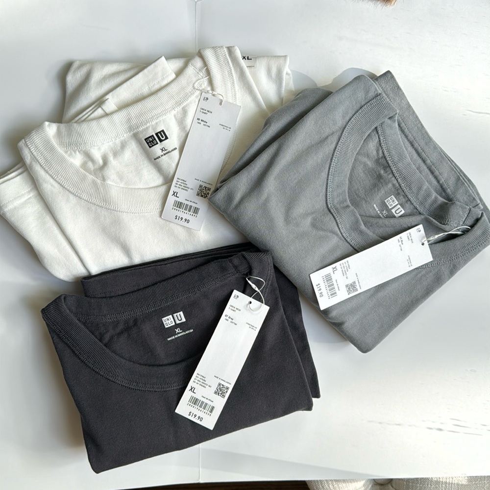 Three NWT Uniqlo Men’s XL Crew Neck T Shirts